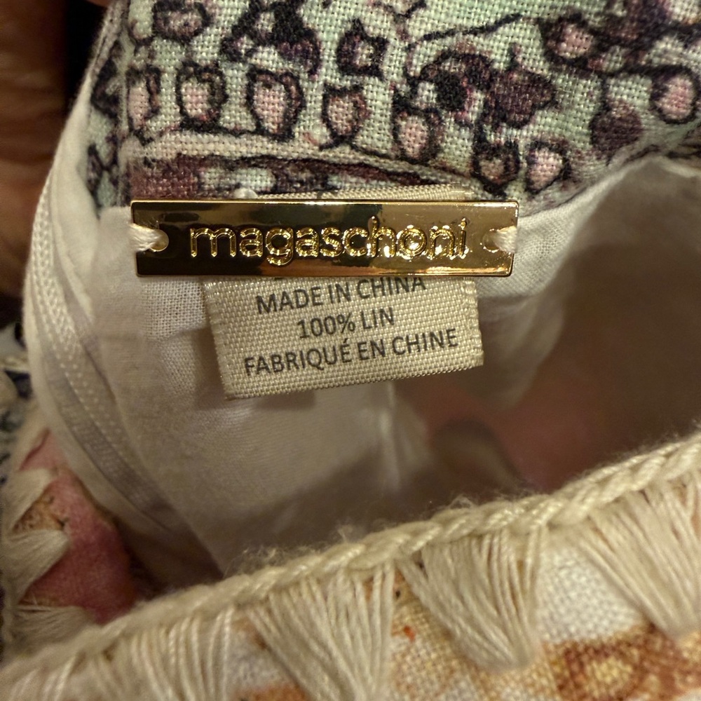 Magaschoni Multicolor Linen Patchwork Belted Shor… - image 7